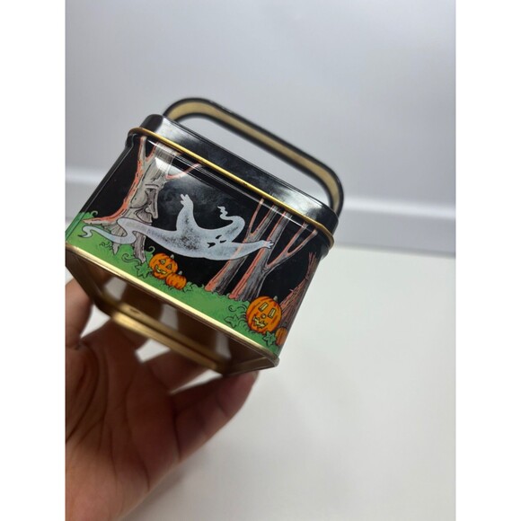 Vintage Keller Charles Halloween Tin Box Haunted House Ghosts Jack O Lanterns - Picture 5 of 12